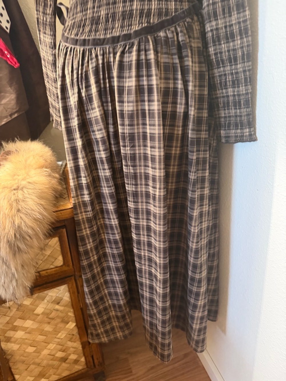 Goldie Lee Plaid Long-Sleeve Midi Dress in Brown and Black - Picture 4 of 6